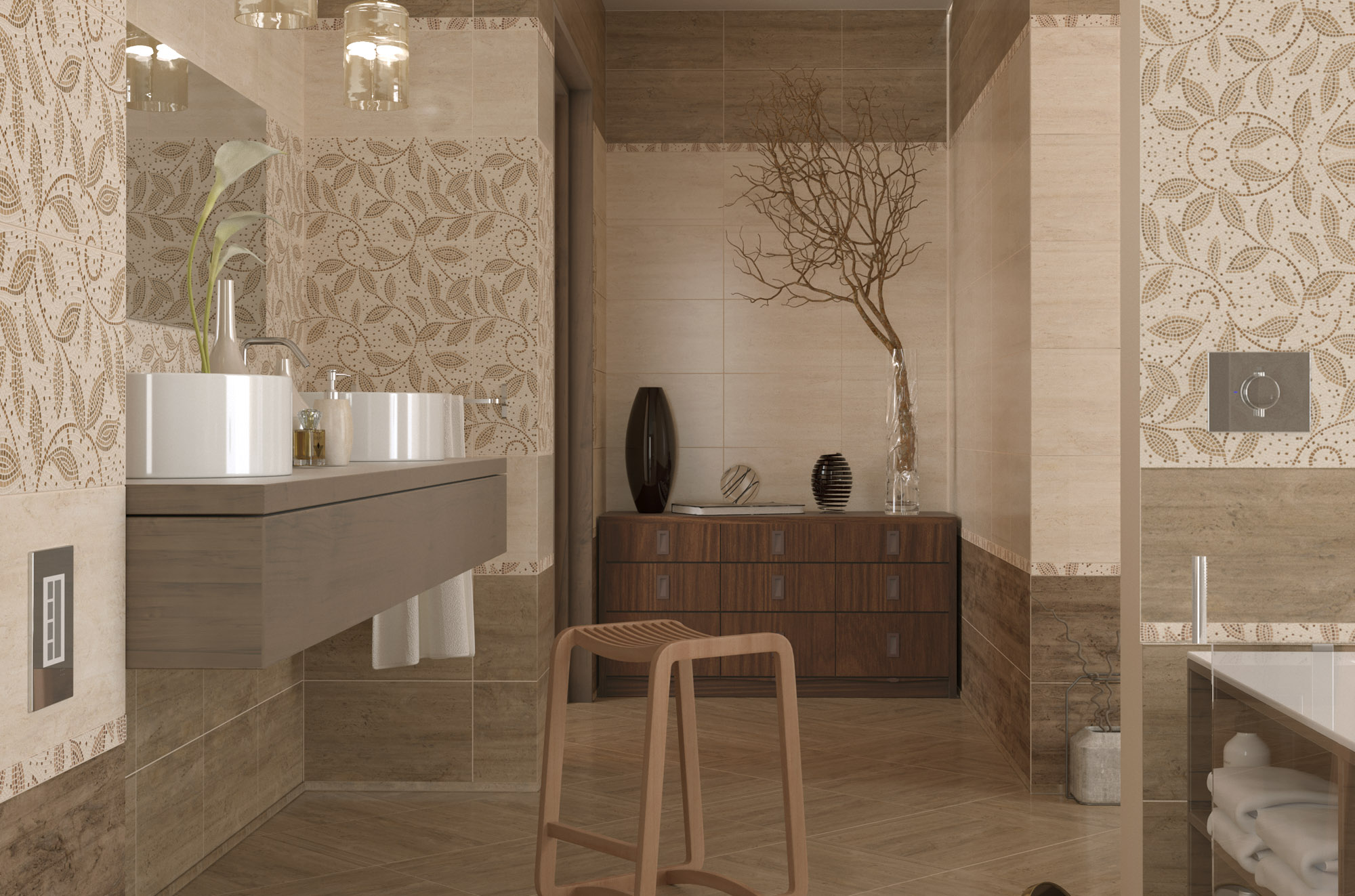 Travertine mosaic 25х40