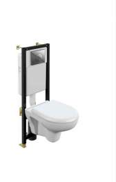 Комплект Cersanit Nature Co Dpl Eo + инсталляция Black + кнопка Leon,  хром глянцевый