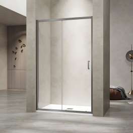 Душевая раздвижная дверь-купе в нишу PA-114Gr профиль серый (Прозрачное, 1200)