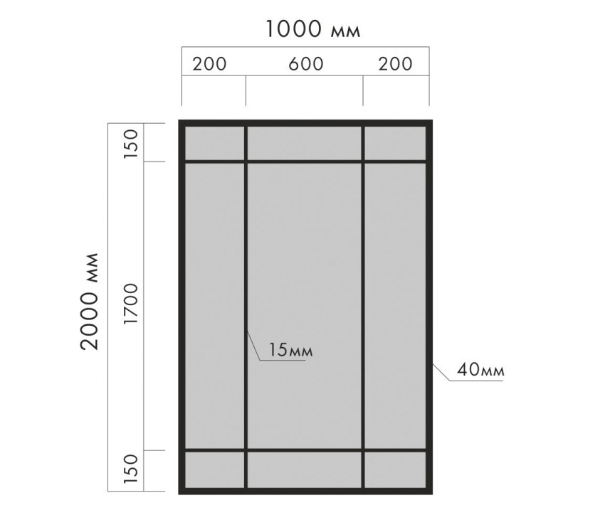 ZEROND Vena Зеркало в раме H2000х1000 мм (настенное), черный матовый арт. 126064
