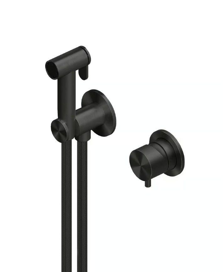QUADRO DESIGN Смеситель с гигиеническим душем, AISI316L ON PVD: Black gold арт. 40094
