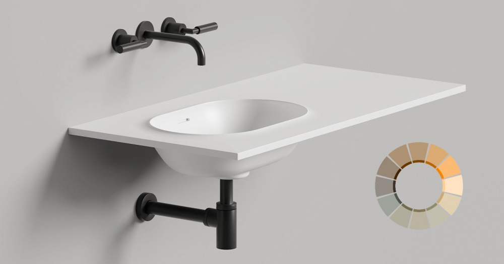 Salini ONDA EDGE OVAL Столешница до 2000х700х10 мм с раковиной 520х360, ДК, S-Stone- RAL матовый
