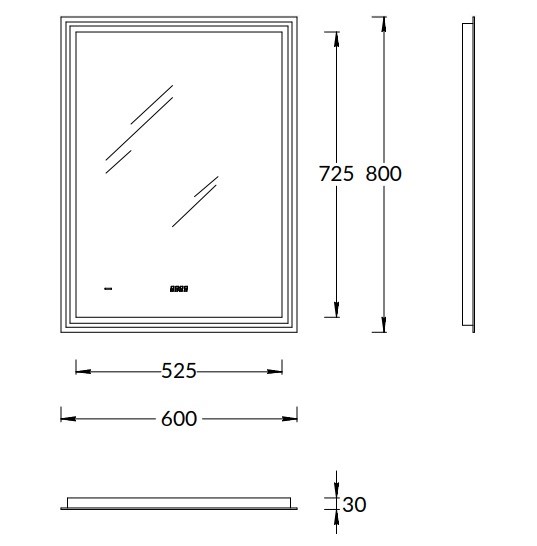 TE.mi.60 Зеркало Tecno/Текно c LED 60 с подсветкой, с функцией антизапотевание, белое глянцевое арт. 125237