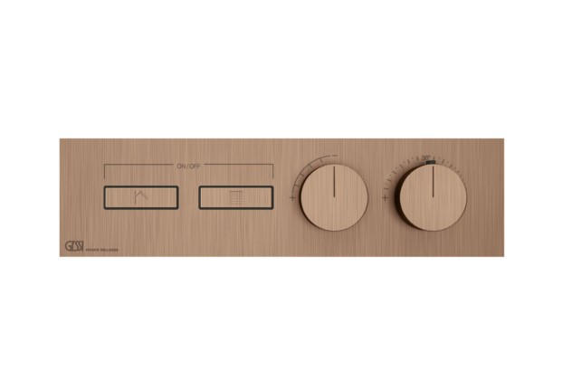GESSI HI-FI LINEAR Внешняя часть термостата 2 режима, с кнопками вкл/выкл, Copper Brushed PVD арт. 39180
