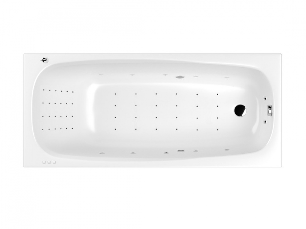 WHITECROSS Layla Slim Ванна акриловая 170x75 см, гидромассаж "NANO", перелив, каркас, белый/хром арт. 32414