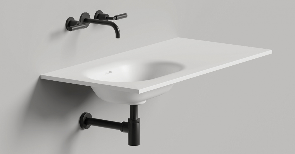 Salini ONDA FLOW OVAL Столешница 60-300x40-70x13,8 см с раковиной 52х36 см, ДК, S-Stone-матовый