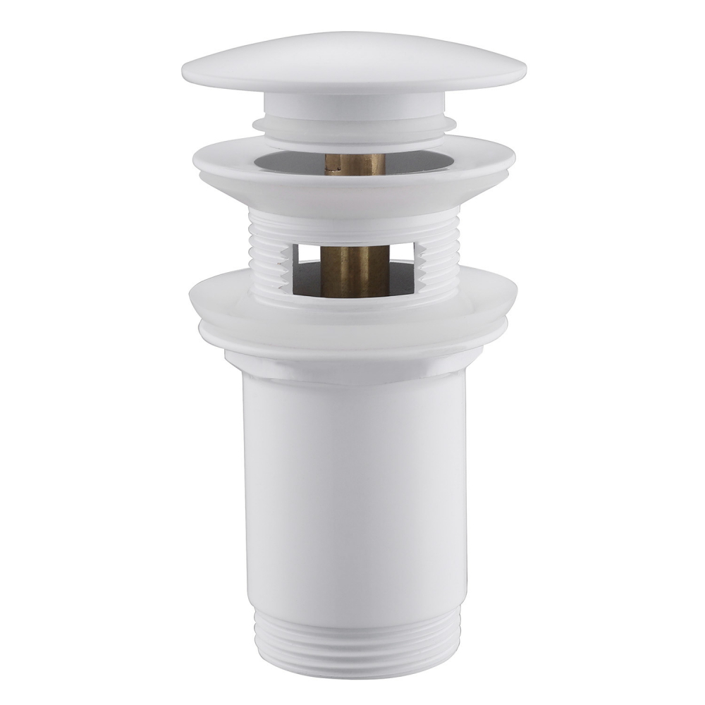 Донный клапан ABBER AF0010W с переливом, клик-клак, белый матовый