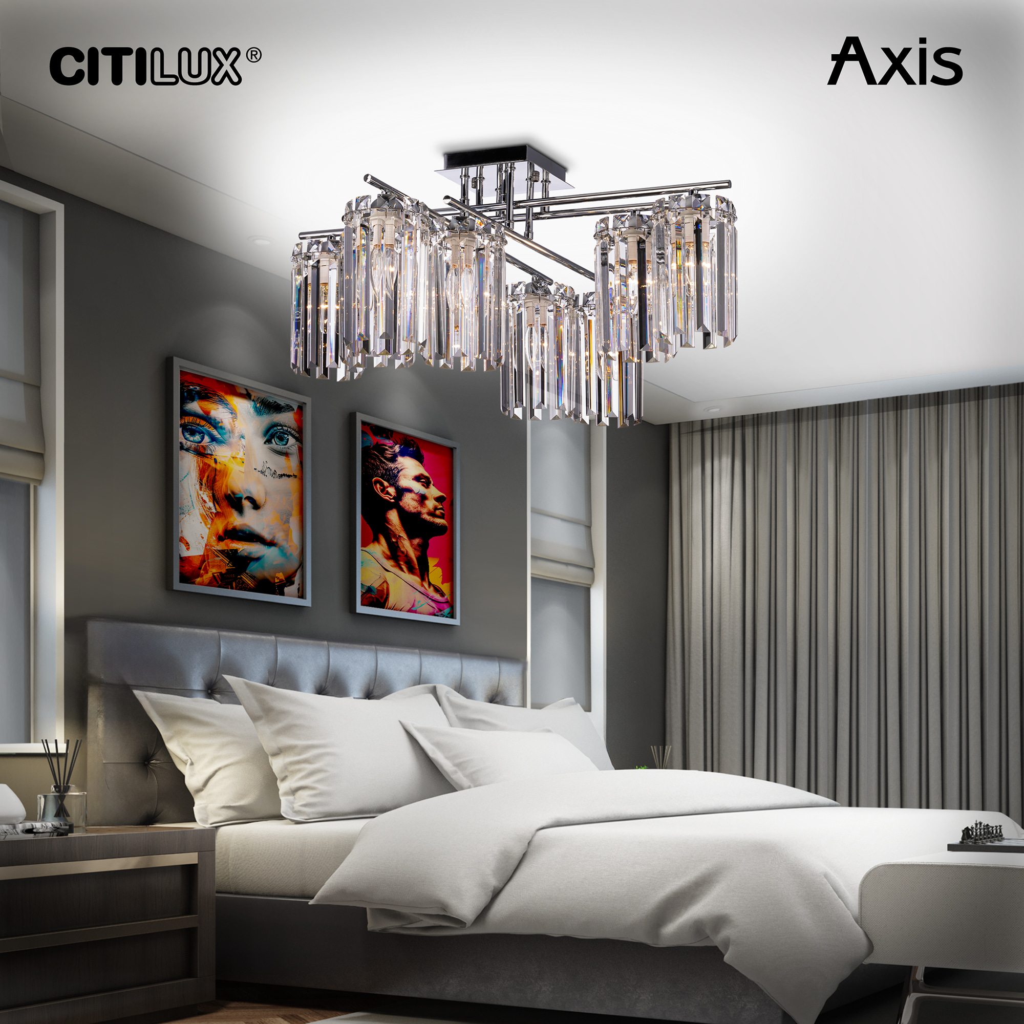 Citilux AXIS CL313281 Люстра хрустальная потолочная Хром арт. 89230