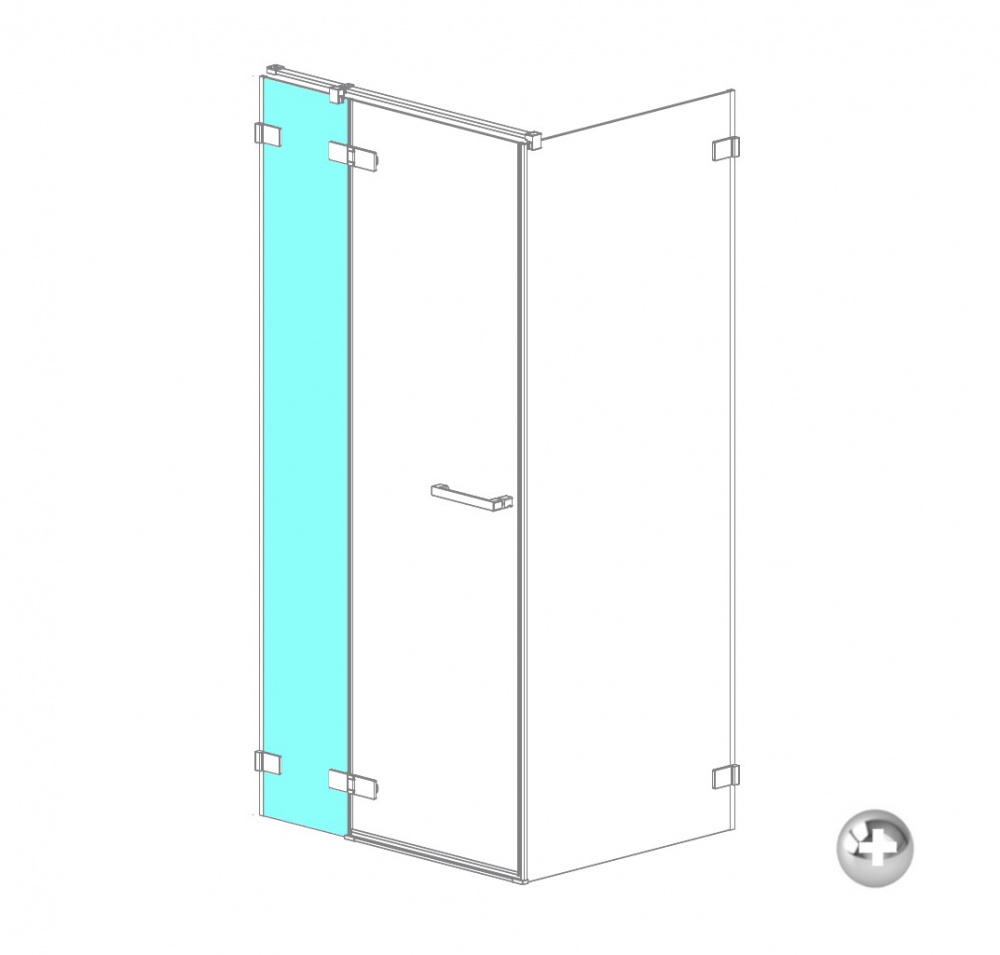RADAWAY ARTA KDJ II front wall 227 L Неподвижная стенка, H2000 мм, хром+/прозрачное