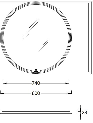 MIO.mi.80D/WHT Зеркало Mio/Мио круглое с диммером 80, белое арт. 125449