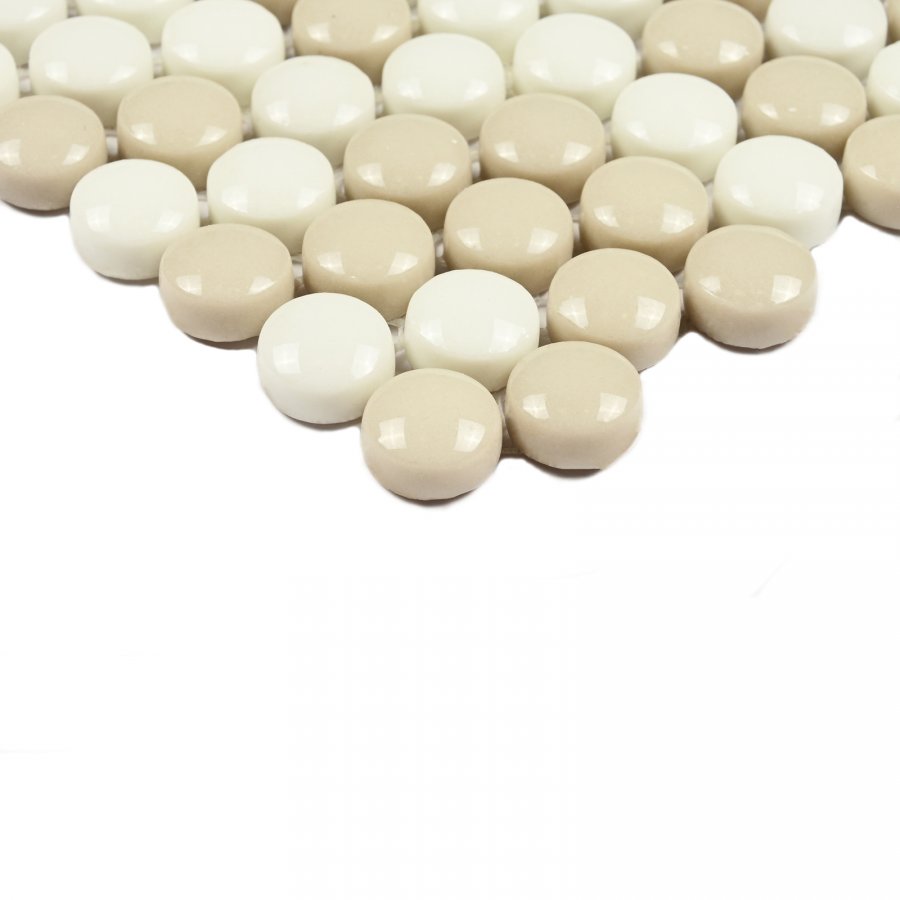Плитка декоративная стеклянная Pixel cream/Пиксель кремовый d12*6 325*318