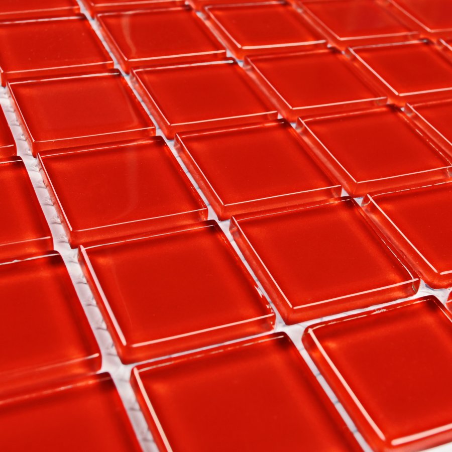 Плитка декоративная стеклянная Red glass/Красное стекло 4*25*25 300*300