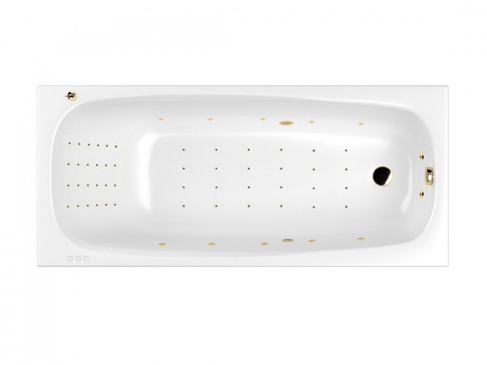 WHITECROSS Layla Slim Ванна акриловая 180x80 см, гидромассаж "NANO", перелив, каркас, белый/золото арт. 32408