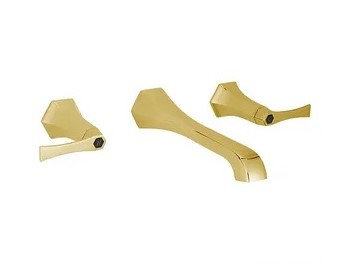 CISAL Chérie NEW Смеситель для раковины из стены на 3 отверстия, Oro/Negro Mate