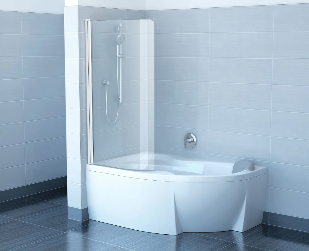 RAVAK EVSK1-100 P Шторка на ванну Rosa II 170 белая+транспарент