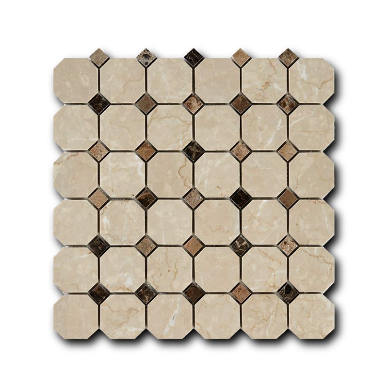 Art&Natura Мозаика из натурального камня 49x49/15x15 Marble Mosaic Octagon Pattern BotticinoFiorito/DarkImperador 305x305 арт. 125005
