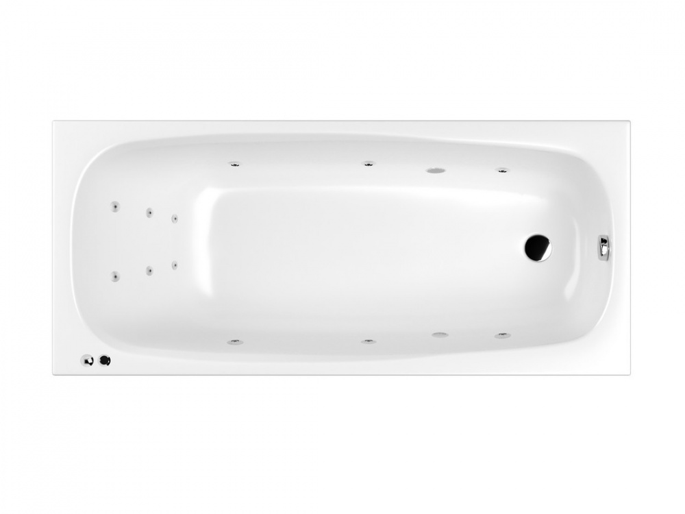 WHITECROSS Layla Slim Ванна акриловая 180x80 см, гидромассаж "LINE", перелив, каркас, белый/хром арт. 32406