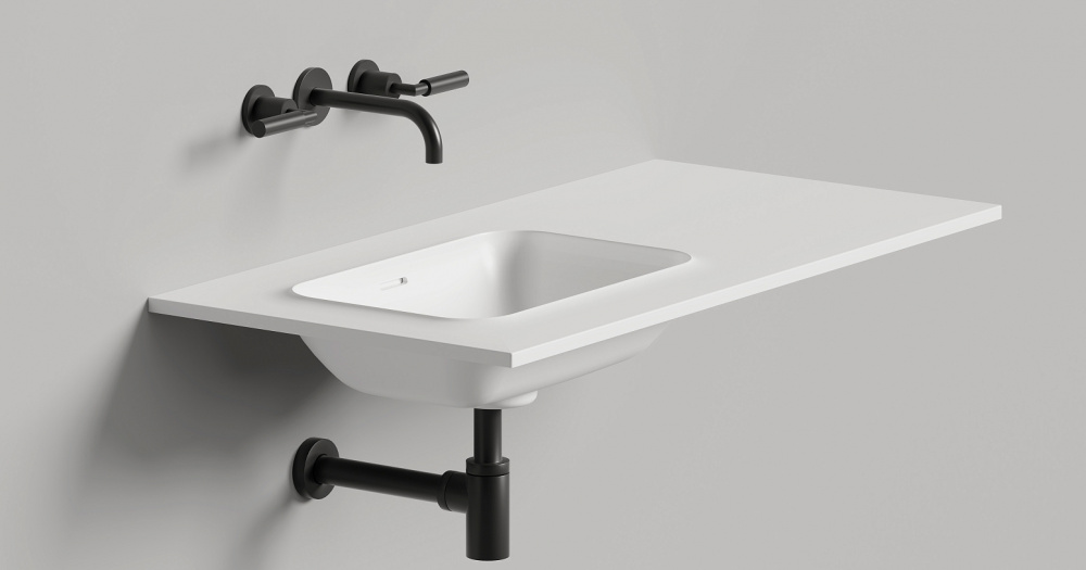 Salini ONDA EDGE ROUND Столешница до 2000х700х10 мм с раковиной 520х360, ДК, S-Stone- белый матовый