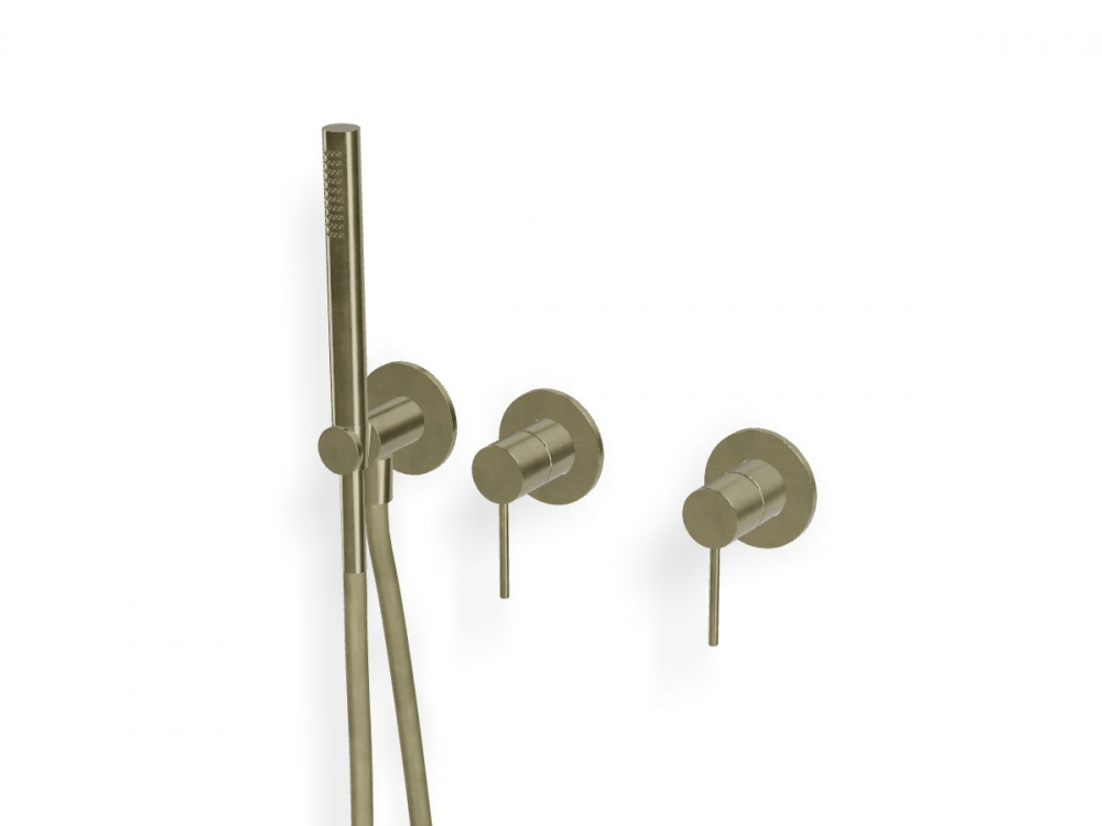 TREEMME 40mm Смеситель из стены на 3 отверстия с ручной лейкой, 04 PVD yellow gold арт. 39476