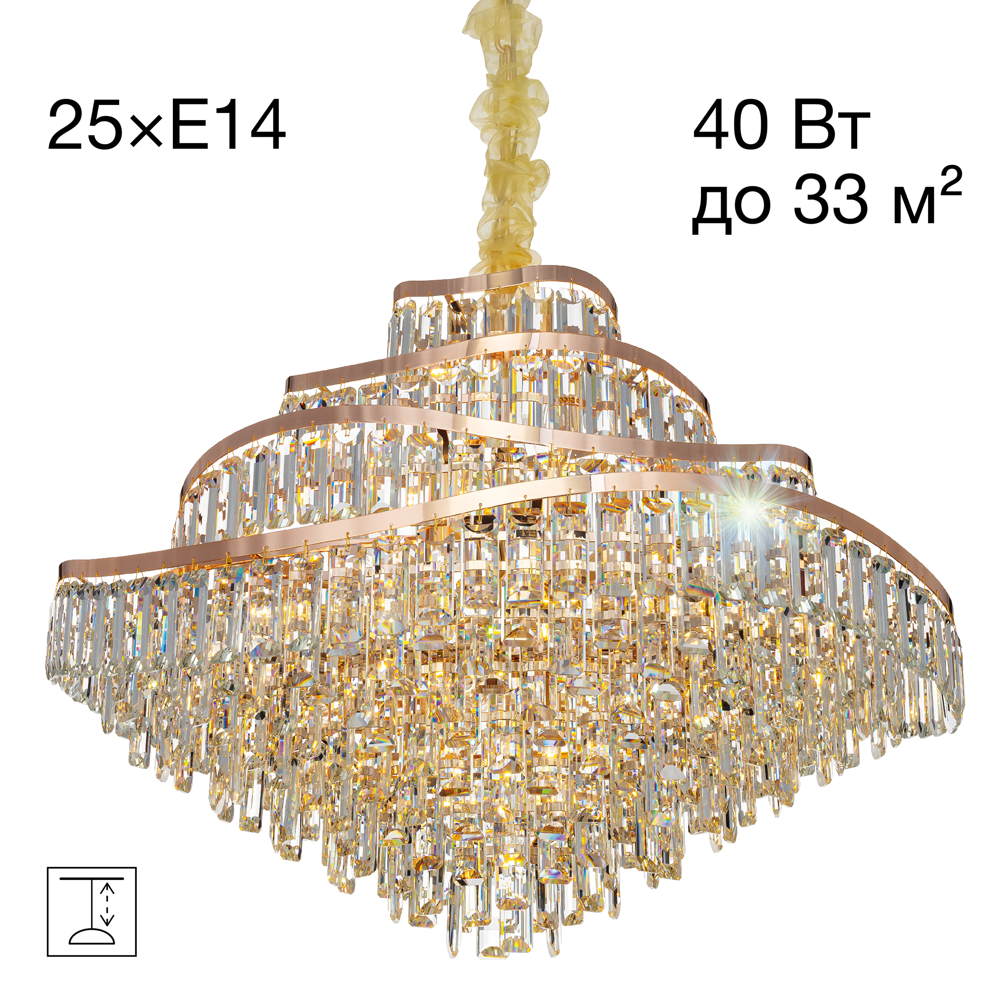 Citilux NAIAD CL315192 Люстра хрустальная подвесная Золото арт. 89461