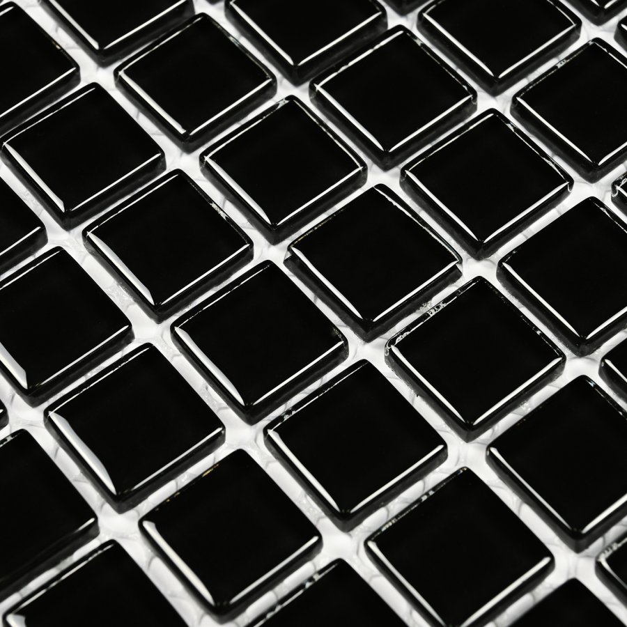 Плитка декоративная стеклянная Super black/Супер чёрный 15*15*4 300*300 арт. 90566