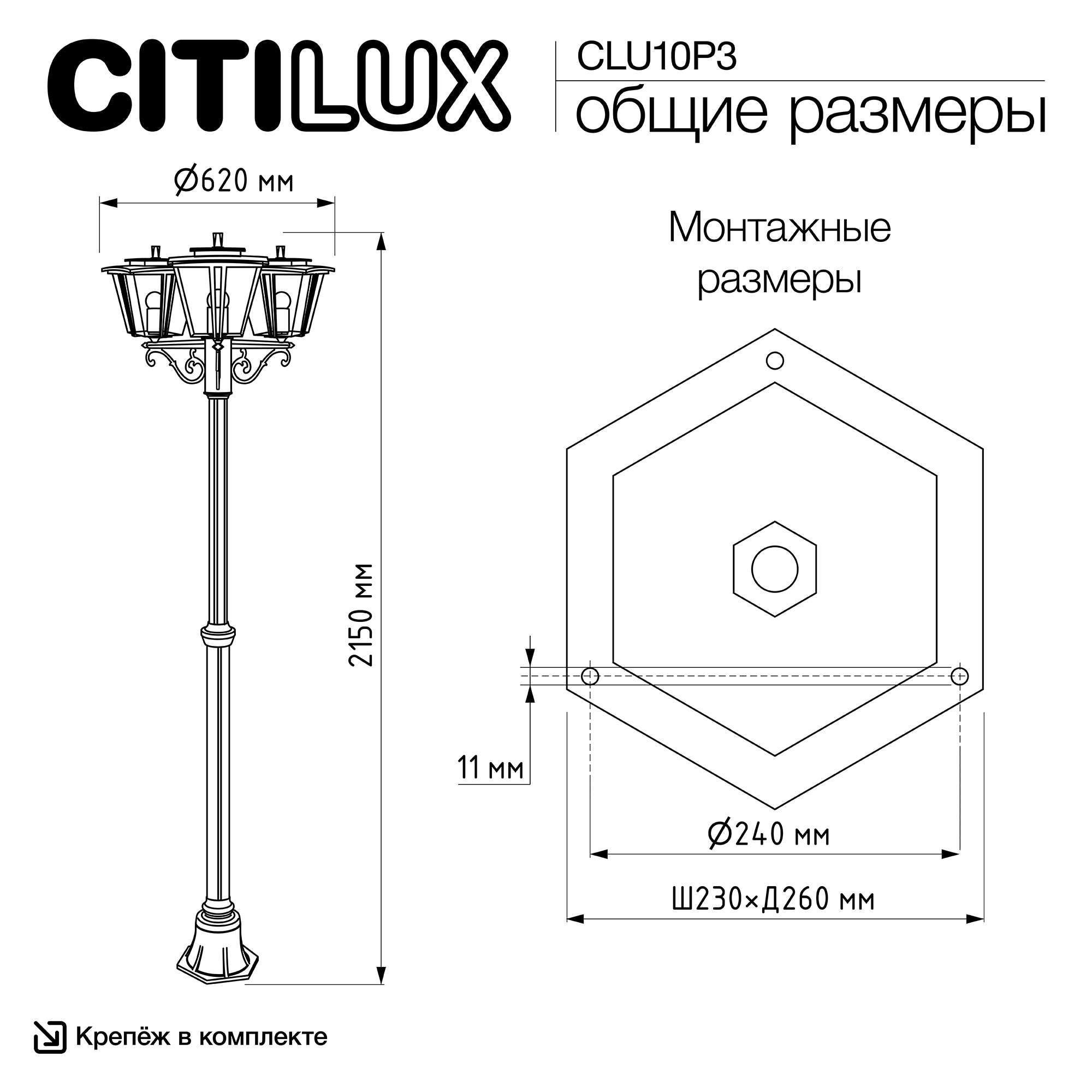 Citilux FORTS CLU10P3 Уличный парковый светильник арт. 89562