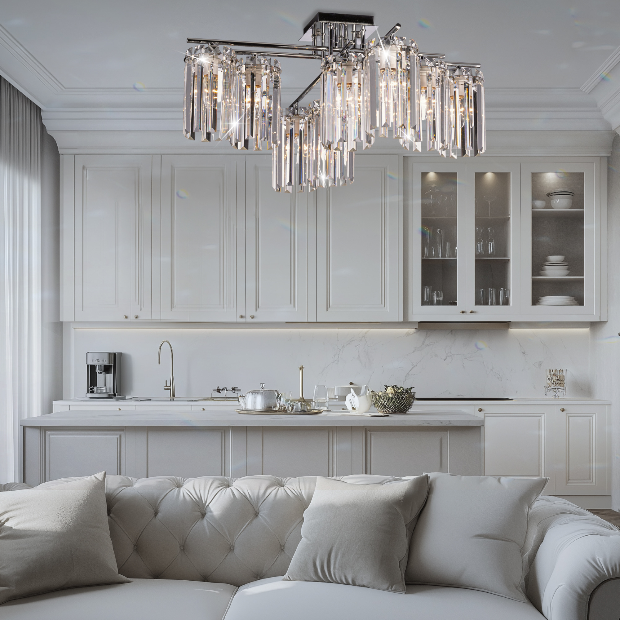 Citilux AXIS CL313281 Люстра хрустальная потолочная Хром арт. 89230