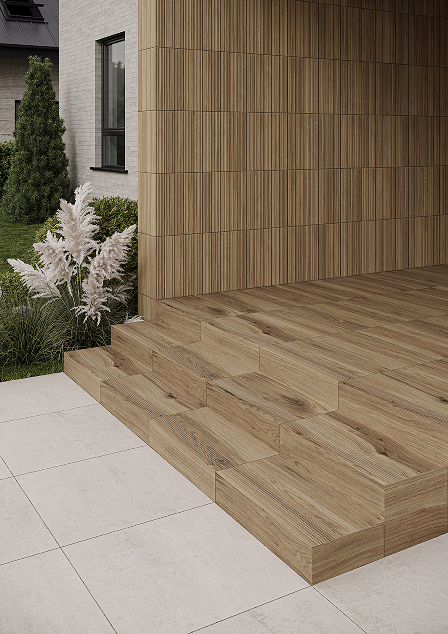 Плитка фасадная Ceramika Paradyz Карризо Вуд Полоска Микс структурная 40x6,6 (0,79)