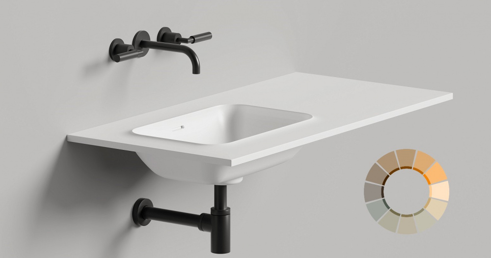 Salini ONDA EDGE ROUND Столешница до 2000х700х10 мм с раковиной 520х360, ДК, S-Stone- RAL матовый