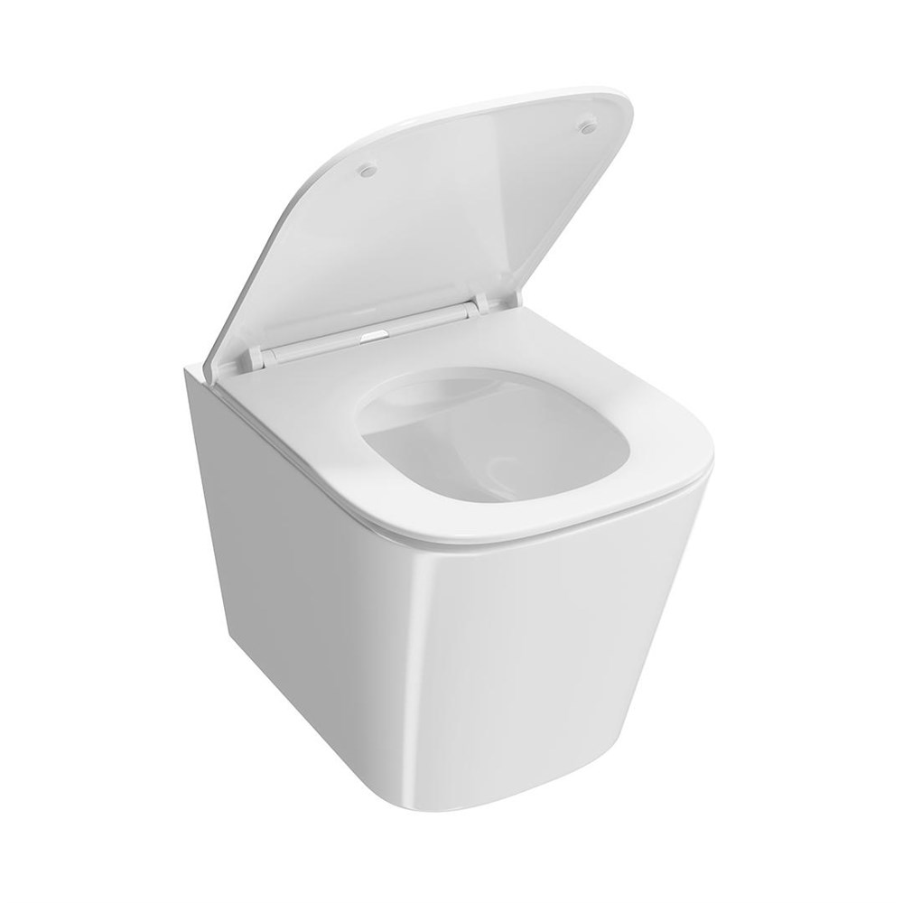 CU.wc.02 Унитаз Cubo/Кубо подвесной безободковый с крепежом и сиденьем, белый глянцевый арт. 119903