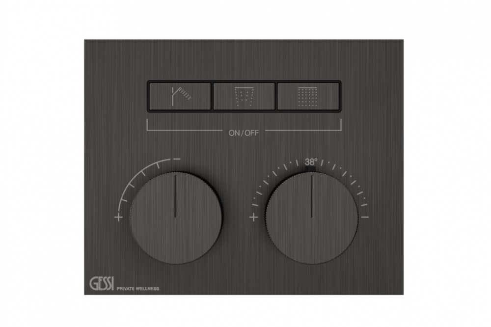 GESSI HI-FI COMPACT Внешняя часть термостата 3 режима, с кнопками вкл/выкл, Black Metal Brushed PVD арт. 39178