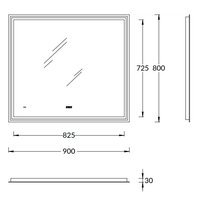 TE.mi.90 Зеркало Tecno/Текно c LED 90 с подсветкой, с функцией антизапотевание, белый глянцевый арт. 125239