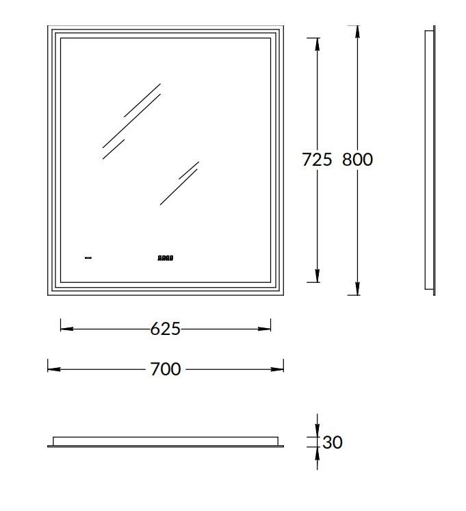 TE.mi.70 Зеркало Tecno/Текно c LED 70 с подсветкой, с функцией антизапотевание, белый глянцевый арт. 125238
