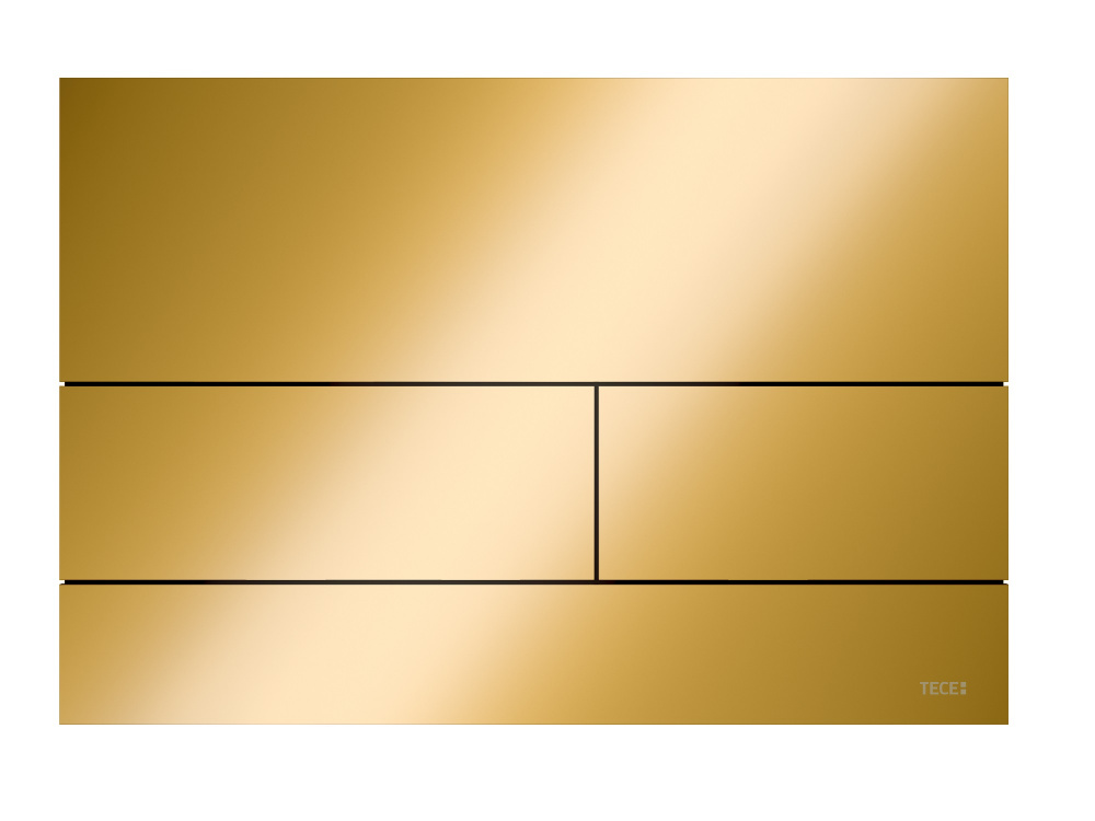 TECEsquare Панель смыва металлическая с двумя клавишами, Polished Gold Optic PVD