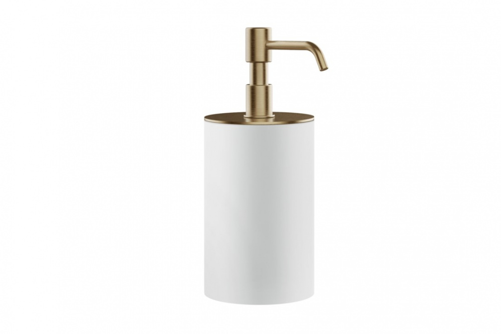 GESSI Дозатор для жидкого мыла настольный, Ø75, H194 мм, белый/Warm Bronze Br. PVD