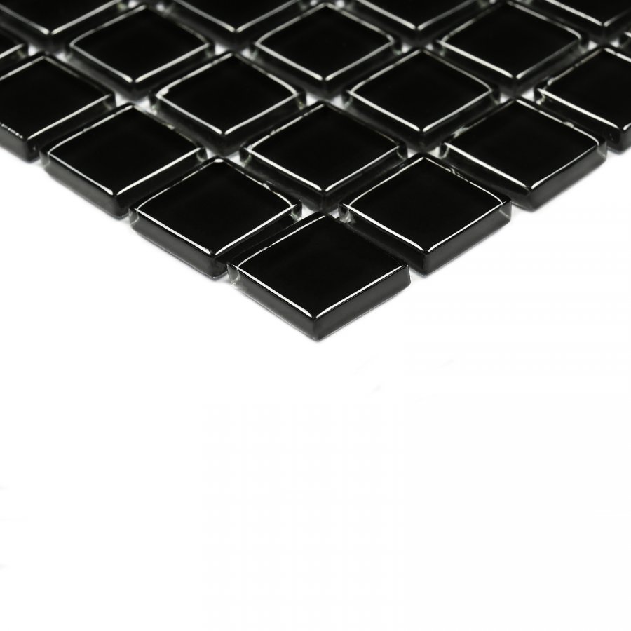 Плитка декоративная стеклянная Super black/Супер чёрный 15*15*4 300*300 арт. 90566