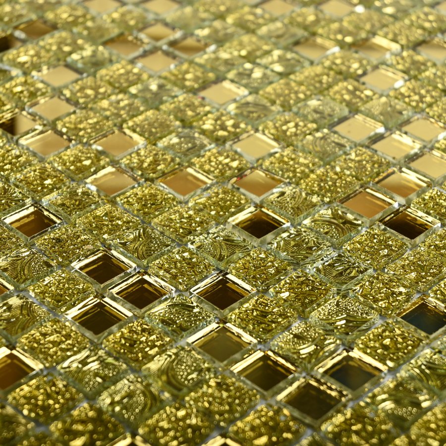 Плитка декоративная стеклянная Mirror gold/Зеркальное золото 300*300