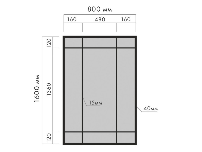 ZEROND Vena Зеркало в раме H1600х800 мм (настенное), черный матовый арт. 126065