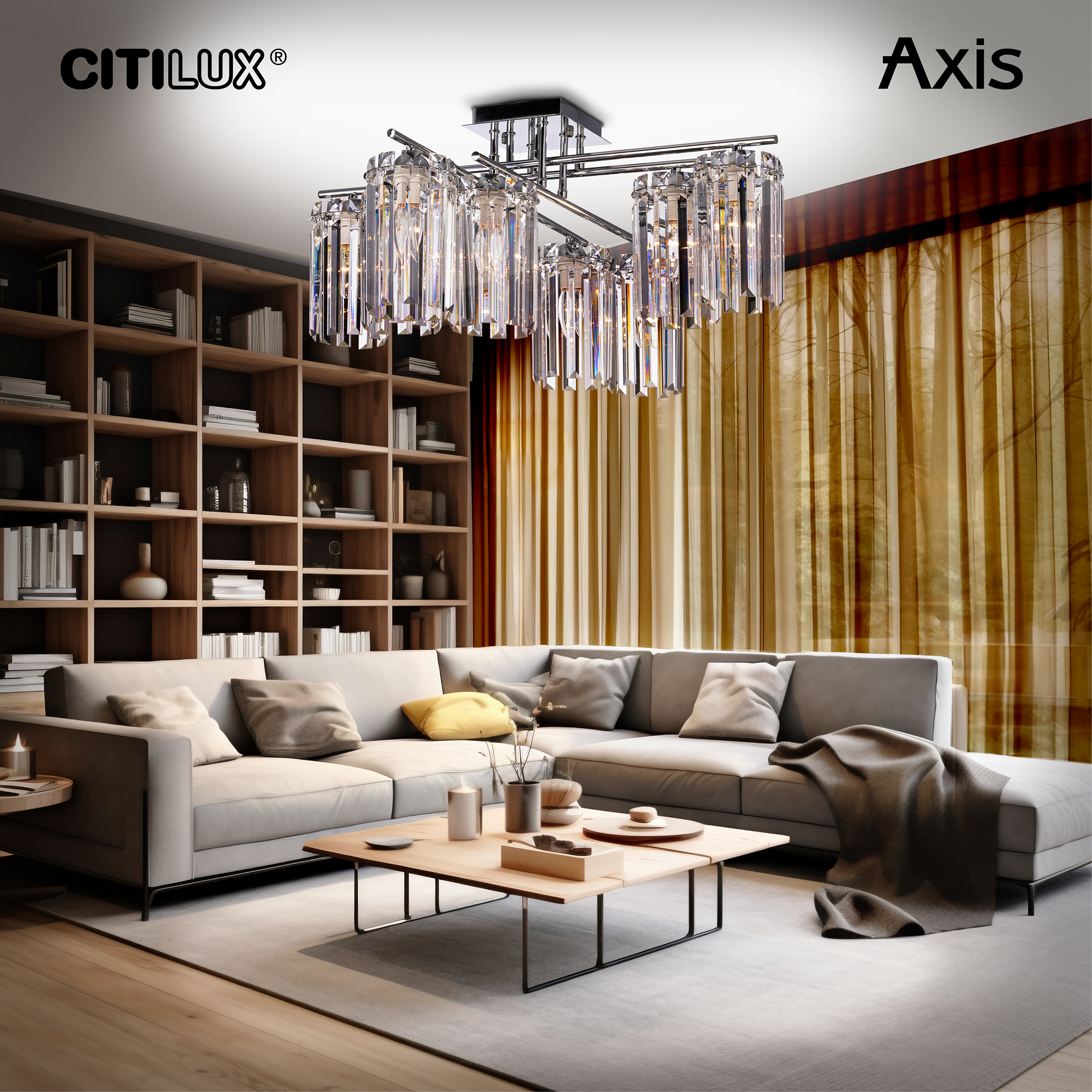 Citilux AXIS CL313281 Люстра хрустальная потолочная Хром арт. 89230